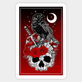 Crow with skull Sticker